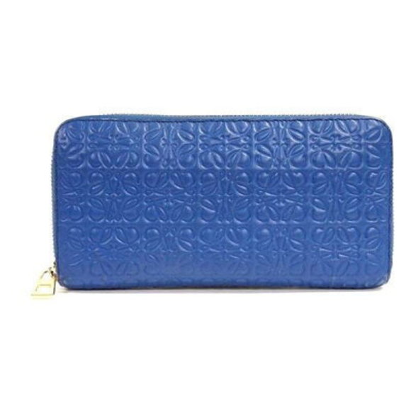 Loewe Wallet B Leather Blue Electric Anagram Calf Zip - Picture 1 of 1
